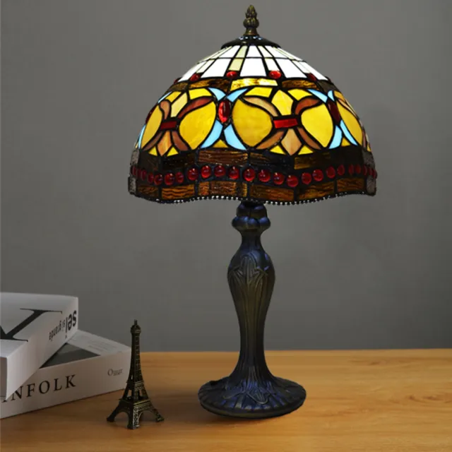 Tiffany Style Table Lamp Stained Glass Handcrafted Bedside Light Desk Lamps UK