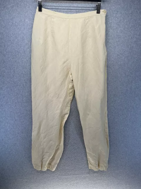 Laura Ashley Womens Pants Vintage Silk Linen Cream Colored Zip Closure Size 8