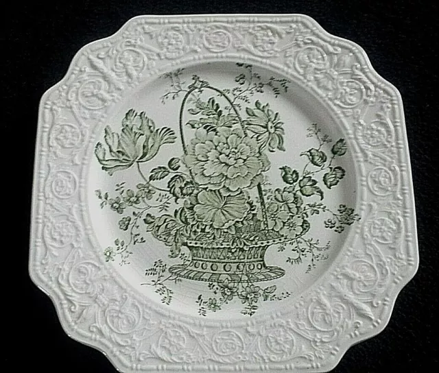 Crown Devon Fieldings Green Flower Basket Embossed 9½ inch Square Plate