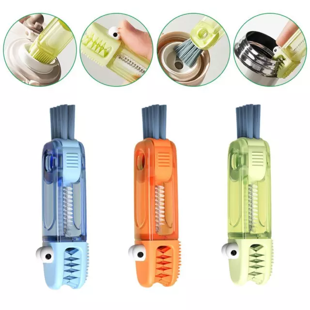 Cepillo de detalle 3 en 1 para botellas pequeñas tapa de vaso multifuncional limpieza de juntas