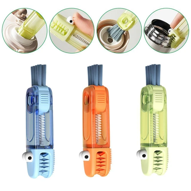 Cepillo de detalle 3 en 1 para botellas pequeñas tapa de vaso multifuncional limpieza de juntas