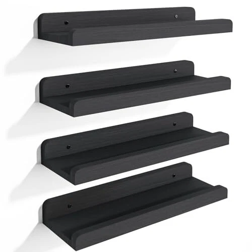 Floating Shelves, Rustic Wood Shelves, 4 Sets of Wall Mounted Shelves for