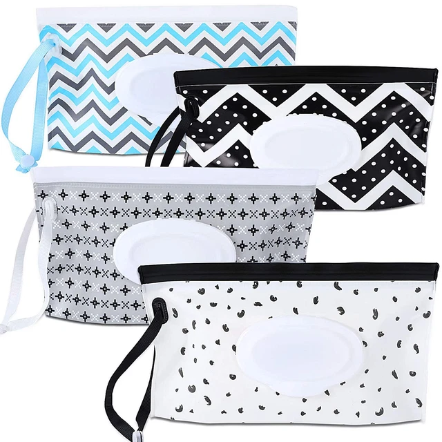 4 Pack Baby Wipe Dispenser,Portable Refillable Wipe Holder,Baby Wipes Container,