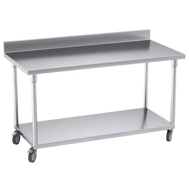 SOGA 150cm Commercial Catering Kitchen Stainless Steel Prep Work Bench Table wit