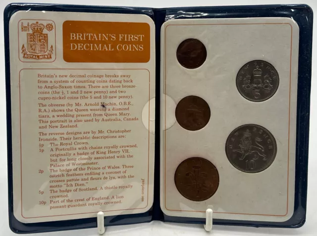1971 Britains First Decimal Coins 5 : 1/2p 1p 2p 5p 10p 2