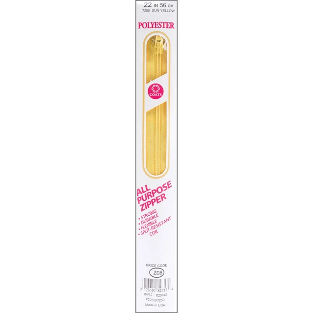 Abrigos con cremallera de plástico multiusos 22" amarillo sol F72 22-7250
