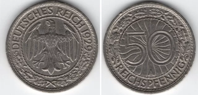 Weimarer Republik 50 Reichspfennig 1929 A