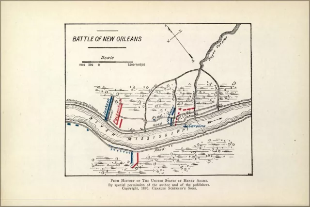 Poster, Many Sizes; Map Of Battle Of New Orleans