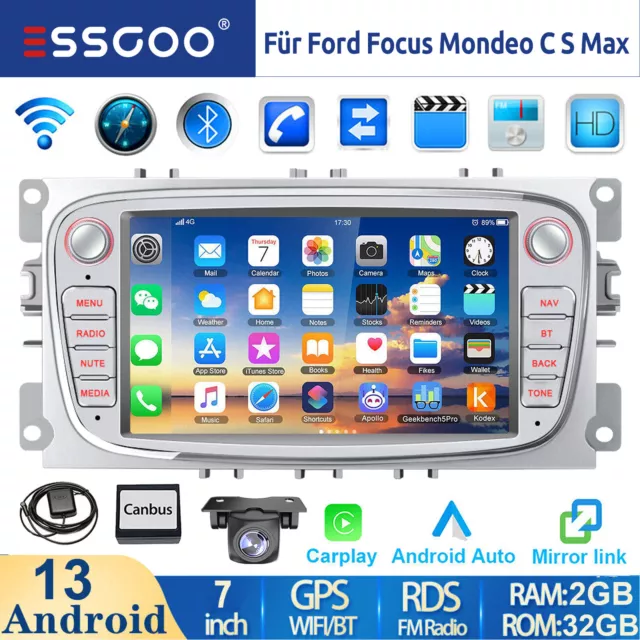 Für Ford Galaxy Focus MK2 Mondeo C S Max Android 13 Autoradio Carplay NAVI + Kam