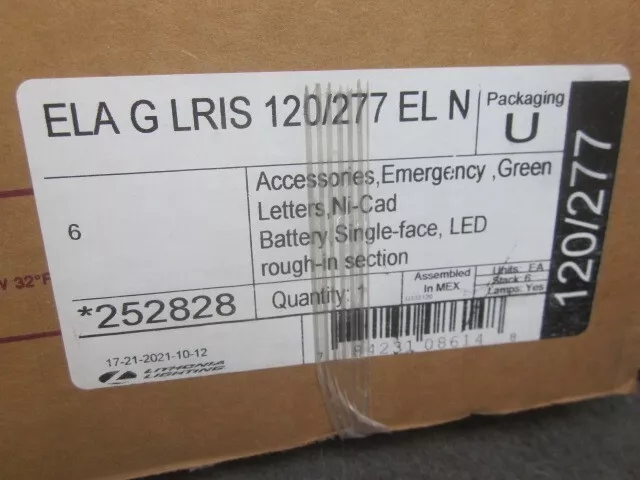 NIB Lithonia LED Edge-Lit Emergency Exit Green On Clear LRP 1 GC 120/277 EL N