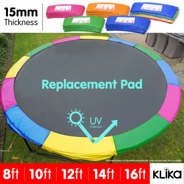 REPLACEMENT TRAMPOLINE PAD REINFORCED OUTDOOR ROUND SPRING COVER 8 10 12 14 16ft