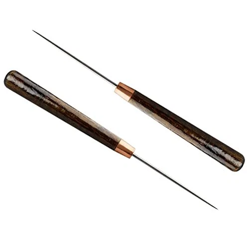 Herramienta Awl, 2 PIEZAS Mango de Madera Rasy Wl para Agujero de Cuero 2 PIEZAS Madera Marrón