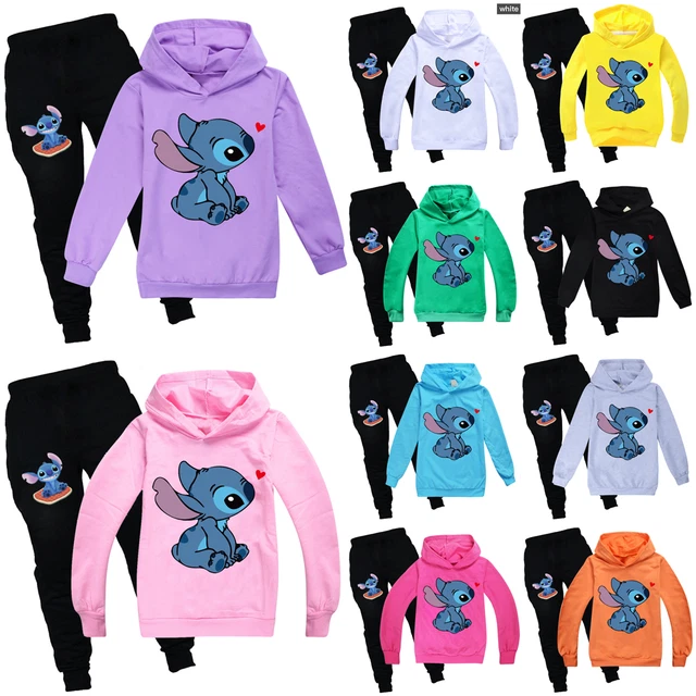 2PCS Kids Lilo Stitch Clothes Hoodies Jumper Casual Sweatshirt Tops Pants Outfit