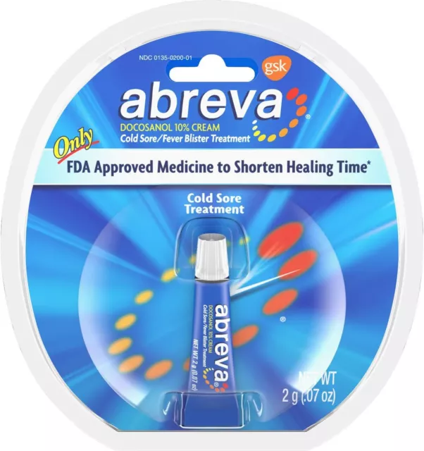 Abreva Docosanol 10 Percent Cream Cold Sore Treatment, Fever Blister and Cold So