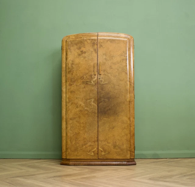 Antique Vintage Art Deco 1930s Burr Walnut Compact Compactum Wardrobe