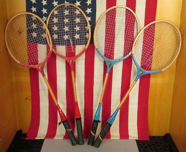 Paire De Raquettes De Badminton En Bois Vintage - Super état