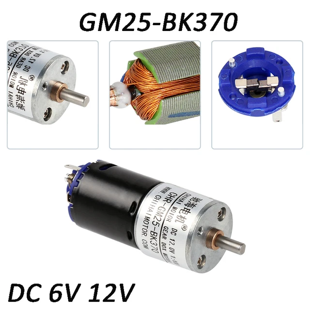 Permanent Magnet Gearmotor DC 6V 12V Reversible Metal Micro GM25-BK370 Silent