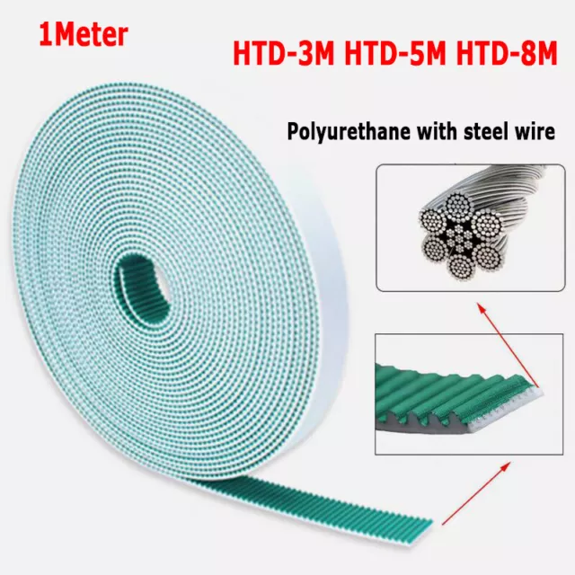 HTD 3-M 5M 8M PU Polyurethane Open Timing Belt Width 10/15/20/25/30/40mm For CNC