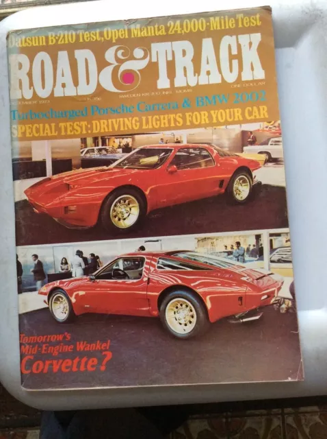 1973 Road & Track Wankel Corvette Opel Manta 1900 Datsun B210 Lotus JPS Tyrell