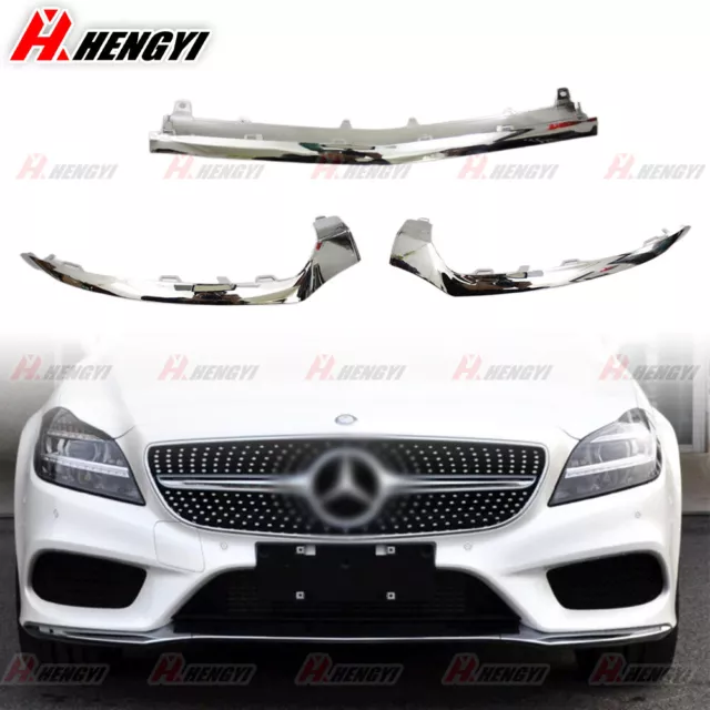 Pour Mercedes Benz W218 CLS 2015-18 Chrom Spoiler Avant Lèvre Pare-Chocs 3pcs