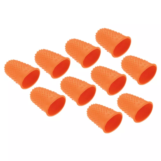 10pc Rubber Finger Tips Thumb Fingertip Protector Thimble Orange Medium Size
