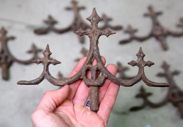 Antique Cast Iron Fence Finial Architectural Gate Post Column Gothic lot old