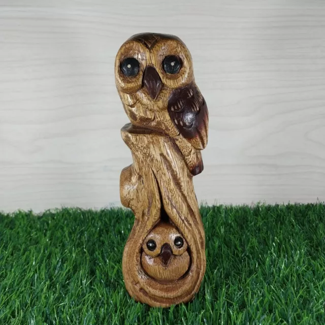 Wooden OWL Wood Carved Handmade Figurine Collectible Gift Home Decor 8" High