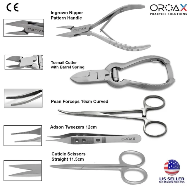 PODIATRY INSTRUMENTS Ingrown Nipper Toenail Removal Surgery Scissors Forceps Kit