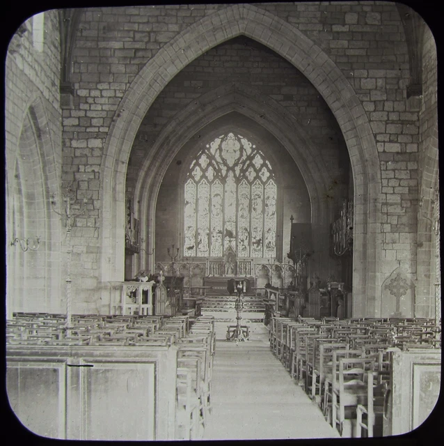 JV Glass Magic Lantern Slide ST ASAPH CATHEDRAL INTERIOR C1890 PHOTO WALES