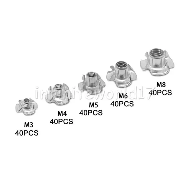 Four Pronged T Nuts Captive Threaded Inserts For Wood Furniture M3 M4 M5 M6 M8 3