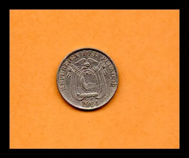 Ecuador Coin 10 Centavos 1924 Copper-nickel, 19.5mm 3gr. Km#66 2