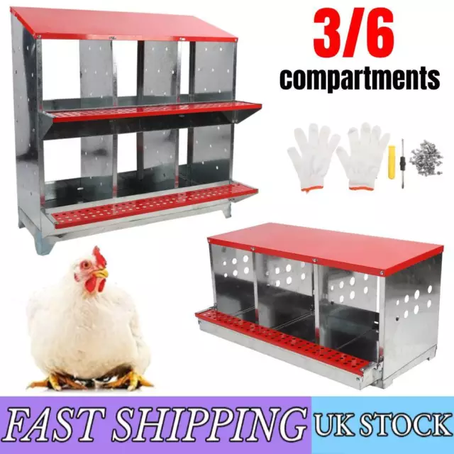 CHICKEN COOP RUN HEN HOUSE POULTRY ARK HOME NEST BOX COUP COOPS HUTCH 3/6Holes