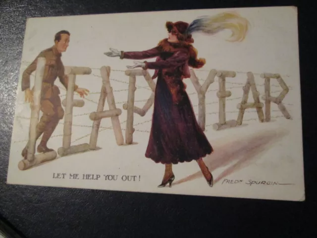 Comic Postcard "Leap Year" series No 108 Fred Spurgin 1916 "Let me help you out"
