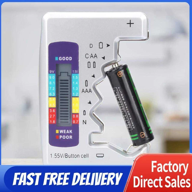 Battery Detector ABS Plastic for C D N AA AAA 9V 1.5V Button Cell (Silver)