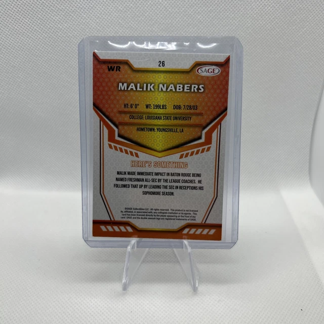 MALIK NABERS SAGE 2024 No. 26 6 Pick NFL Draft New York Giants LSU