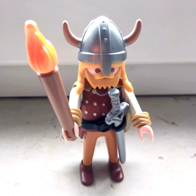 Figurine PLAYMOBIL Guerrier Viking Avec Armes Et Casque - Univers Vikings/Drakkar - Occasion