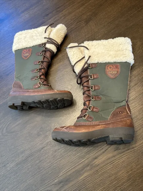 UGG Adirondack Tall 3223 Women Brown Waterproof Lace Up Size 7.0 - Green Boots
