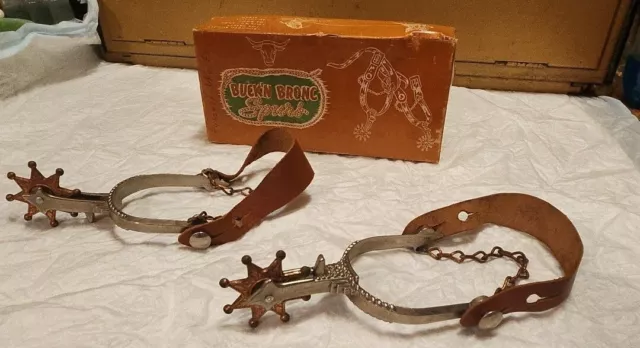 Unused 1950s Childrens Buck'n Bronc Spurs In Original Box B36 Great Condition