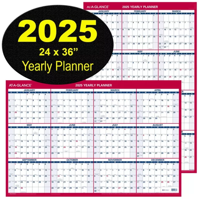 ATAGLANCE 2025 YEARLY Planner PM2628, Dry Erase Wall Calendar, 24 x