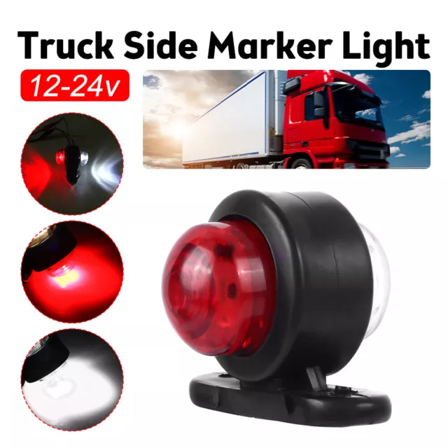 2X Red/White LED Double Face Marker Light Turn Signal Truck Trailer Fender Lamp 2