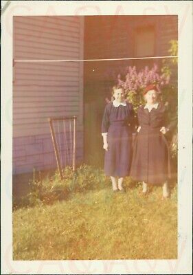 1958 US New York Buffalo 26 Ramsdell Ave Women Blue Dress Garden 5x3.3"
