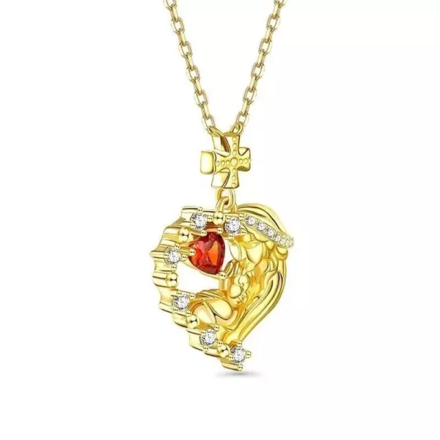2.20CT LAB-CREATED RED Garnet Baby & Mom Necklace 14k Yellow Gold ...
