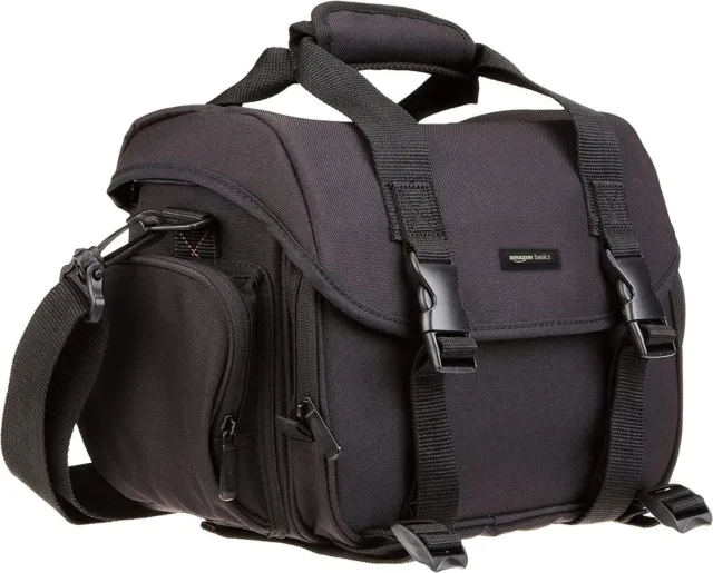 AmazonBasics - Bolso de hombro grande para cámara réflex y accesorios, negro con