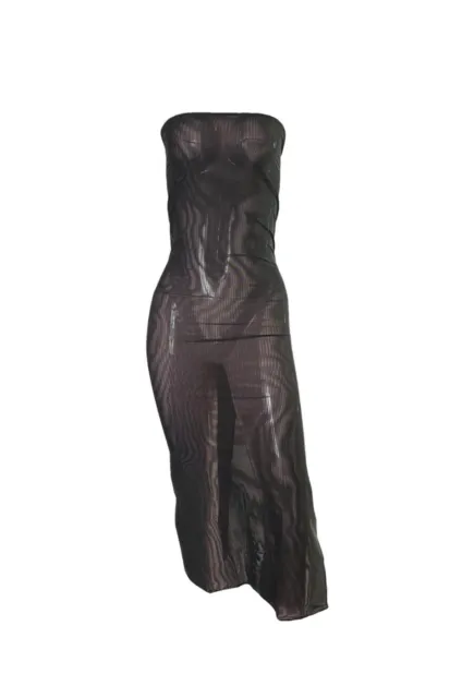 DOLCE&GABBANA Vintage 90’s Mare Di Dolce Semi Sheer Black Tube Maxi Dress XS 38