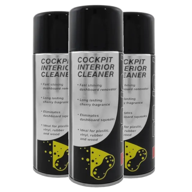 CockPit Shine Cherry Scented Dashboard Valeting Spray Bumper Silicone 400ml 3Pc