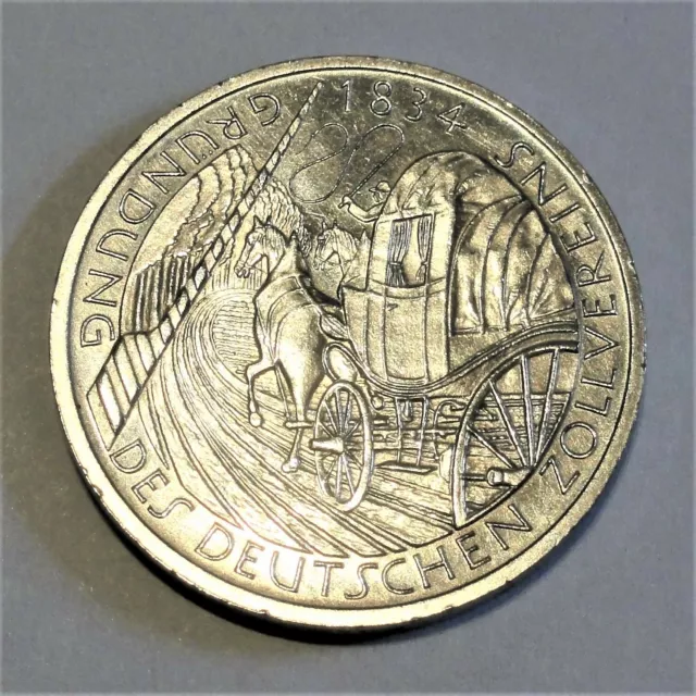 5 DM 1984 D CuNi 150 Jahre Gründung des Deutschen Zollvereins st/unc mit Kapsel