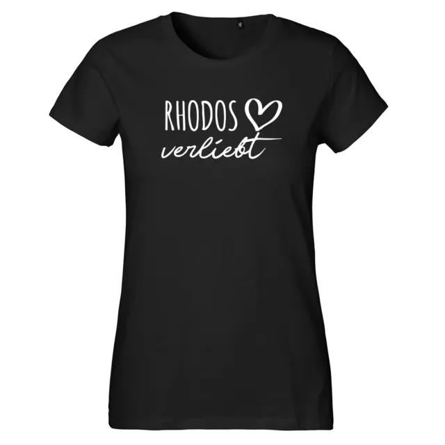 Rhodos verliebt Damen T-Shirt Geschenk Idee Geburtstag Souvenir Polo Weihnachten