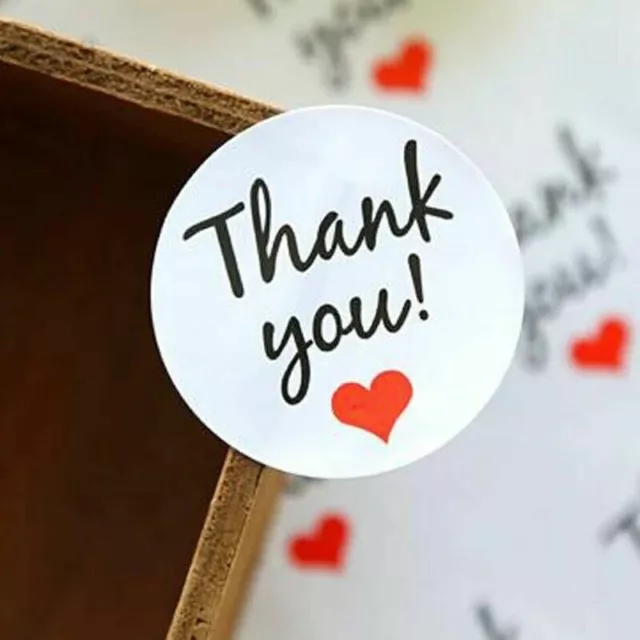 Round Thank You Hand Made With Love Labels Stickers Gift Food Craft Box Thankyou