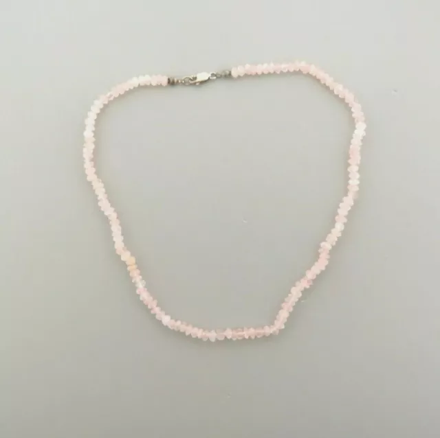 Pink Rose Quartz Chip Bead Necklace Choker 14.75