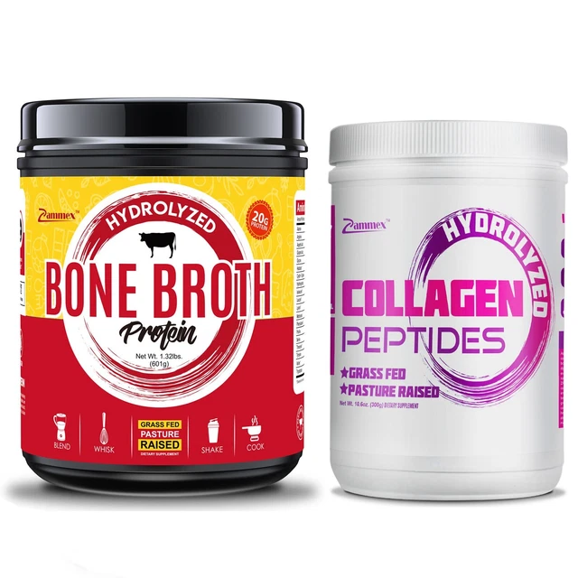 COLLAGEN PEPTIDES & Bone Broth Powder Hydrolyzed GrassFed Paleo &Keto